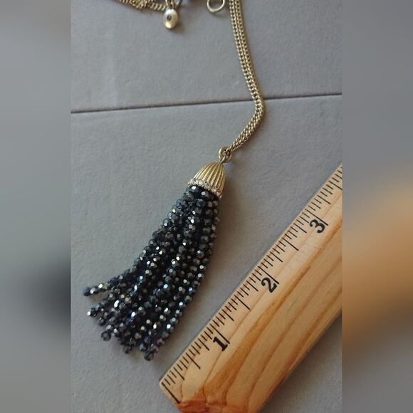 J. Crew Layer Necklace with crystal bead tassel pendant. - Picture 8 of 10